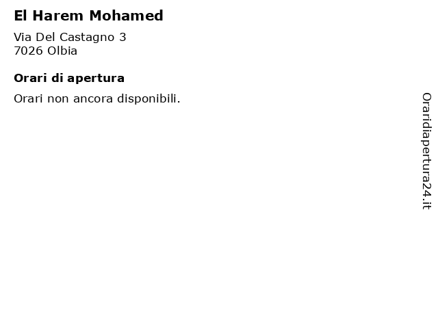 El Harem Mohamed a Olbia: indirizzo e orari di apertura