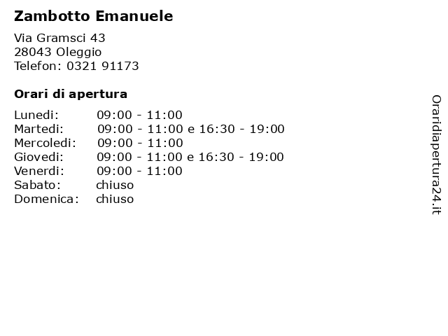 Zambotto Emanuele a Oleggio: indirizzo e orari di apertura