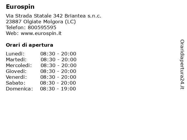 Eurospin a Olgiate Molgora (LC): indirizzo e orari di apertura