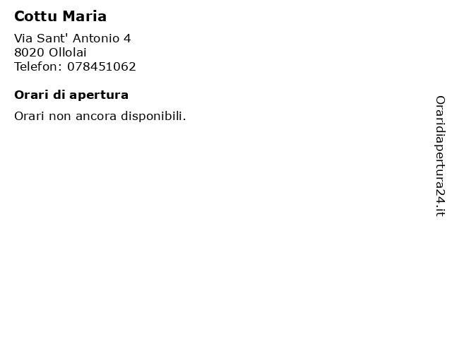 Cottu Maria a Ollolai: indirizzo e orari di apertura