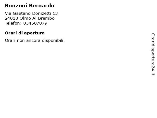 Ronzoni Bernardo a Olmo Al Brembo: indirizzo e orari di apertura