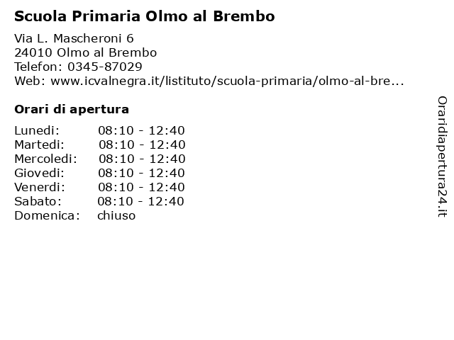 Scuola Primaria Olmo al Brembo a Olmo al Brembo: indirizzo e orari di apertura