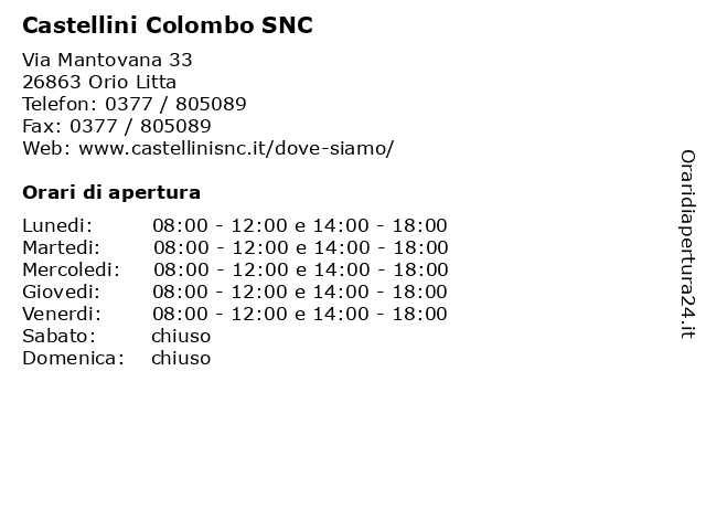 Castellini Colombo SNC a Orio Litta: indirizzo e orari di apertura