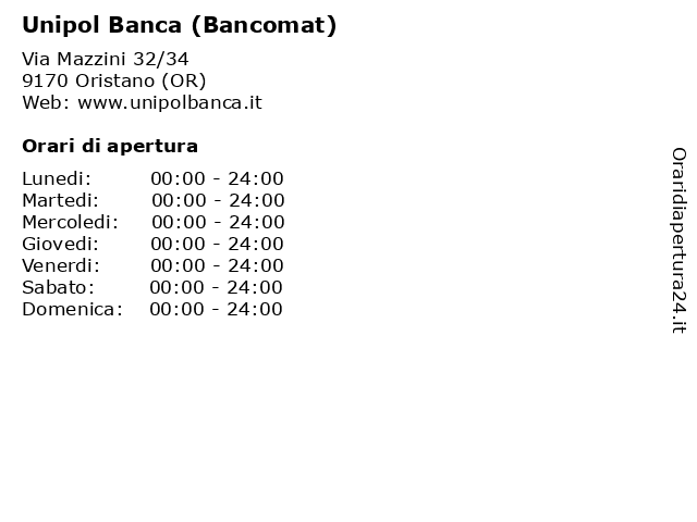 Unipol Banca (Bancomat) a Oristano (OR): indirizzo e orari di apertura