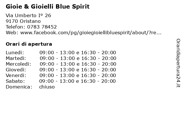 Gioie & Gioielli Blue Spirit a Oristano: indirizzo e orari di apertura