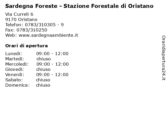 Sardegna Foreste - Stazione Forestale di Oristano a Oristano: indirizzo e orari di apertura