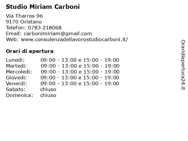 Studio Carboni Miriam a Oristano: indirizzo e orari di apertura