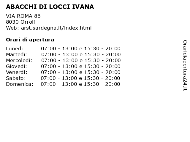 ABACCHI DI LOCCI IVANA a Orroli: indirizzo e orari di apertura