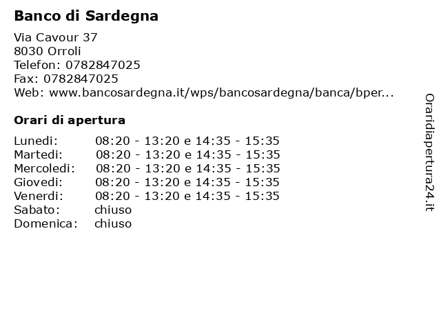 Banco di Sardegna a Orroli: indirizzo e orari di apertura