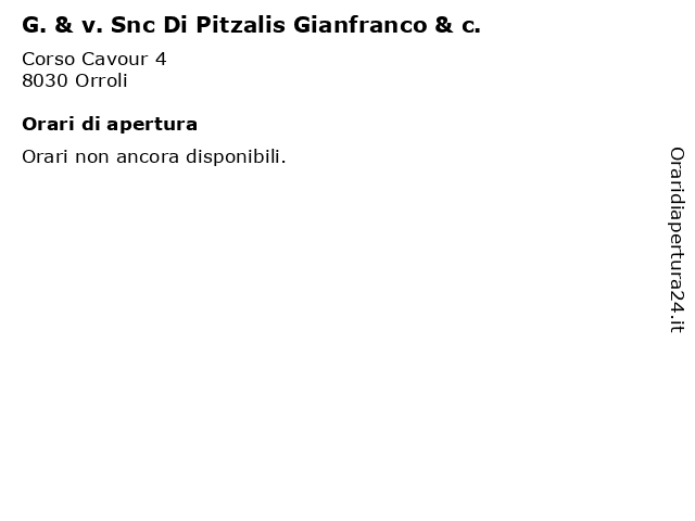 G. & v. Snc Di Pitzalis Gianfranco & c. a Orroli: indirizzo e orari di apertura
