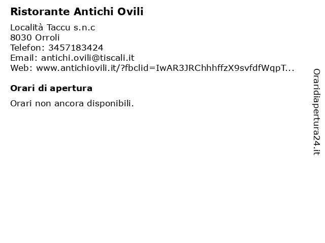 Ristorante Antichi Ovili a Orroli: indirizzo e orari di apertura