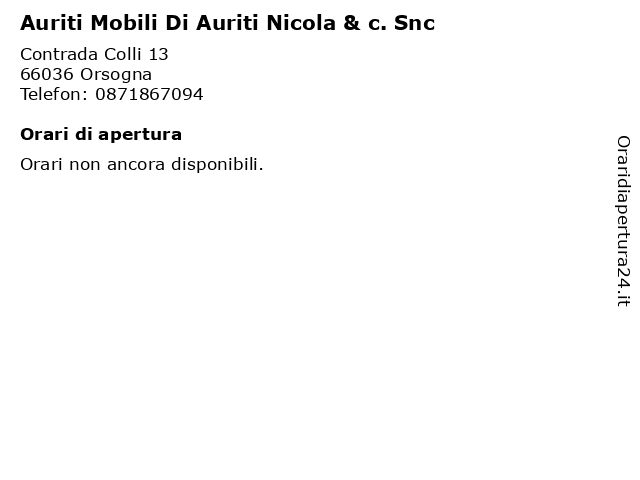 Auriti Mobili Di Auriti Nicola & c. Snc a Orsogna: indirizzo e orari di apertura