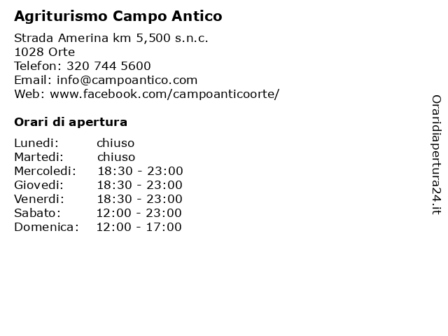 ᐅ orari di apertura agriturismo campo antico strada amerina km 5 500
