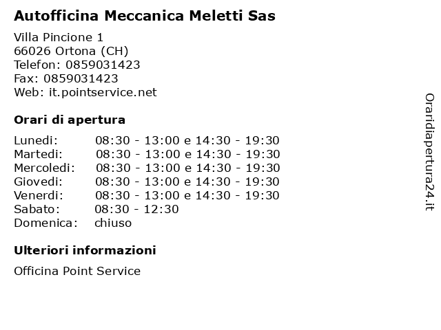 Autofficina Meccanica Meletti Sas a Ortona (CH): indirizzo e orari di apertura