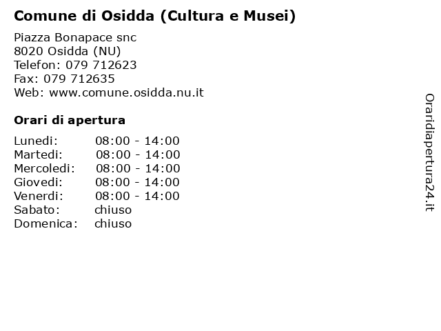 Comune di Osidda (Cultura e Musei) a Osidda (NU): indirizzo e orari di apertura