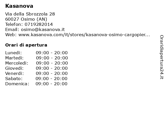 Kasanova a Osimo (AN): indirizzo e orari di apertura