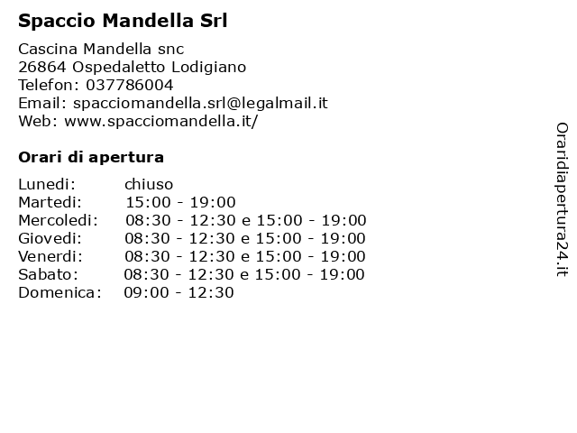 Spaccio Mandella Srl a Ospedaletto Lodigiano: indirizzo e orari di apertura