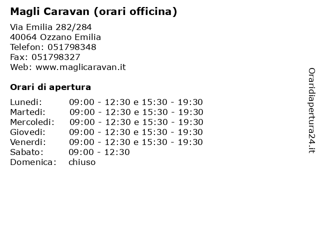 Magli Caravan (orari officina) a Ozzano Emilia: indirizzo e orari di apertura