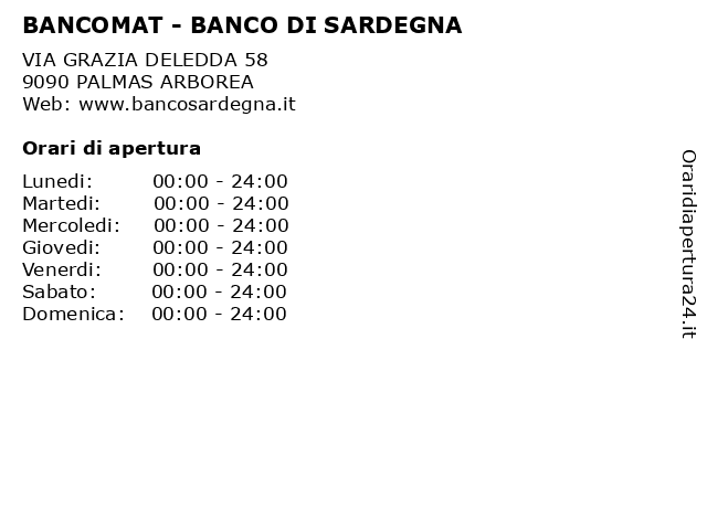 BANCOMAT - BANCO DI SARDEGNA a PALMAS ARBOREA: indirizzo e orari di apertura