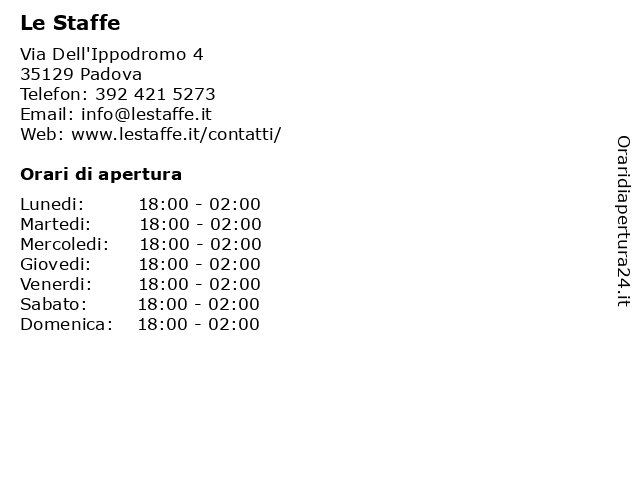 Le Staffe a Padova: indirizzo e orari di apertura