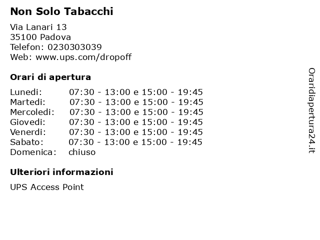 Non Solo Tabacchi a Padova: indirizzo e orari di apertura