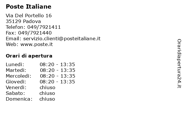 Poste Italiane a Padova: indirizzo e orari di apertura
