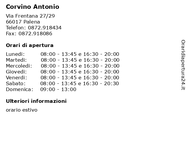 Corvino Antonio a Palena: indirizzo e orari di apertura