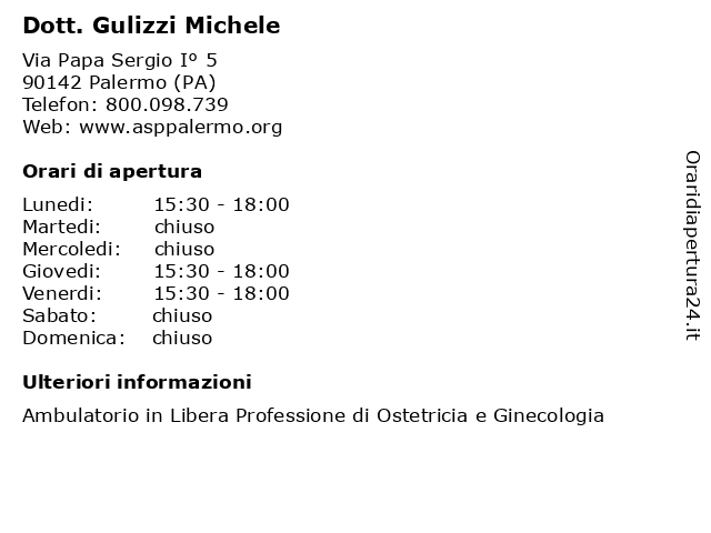 Dott. Gulizzi Michele a Palermo (PA): indirizzo e orari di apertura
