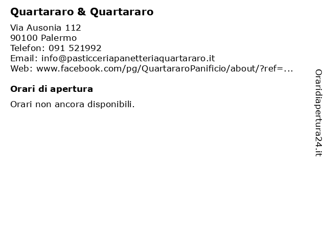 Scarpe Sposa Quartararo.ᐅ Orari Quartararo Quartararo Via Ausonia 112 90100 Palermo