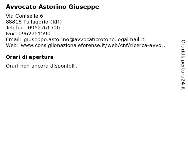 Avvocato Astorino Giuseppe a Pallagorio (KR): indirizzo e orari di apertura