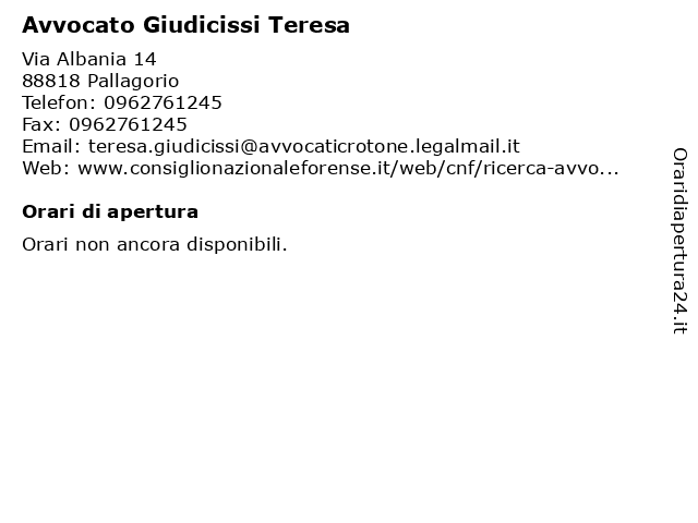 Avvocato Giudicissi Teresa a Pallagorio: indirizzo e orari di apertura