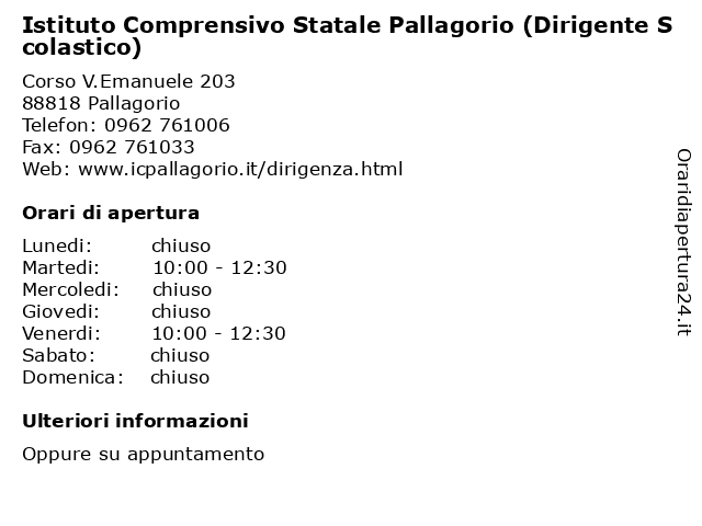 Istituto Comprensivo Statale Pallagorio (Dirigente Scolastico) a Pallagorio: indirizzo e orari di apertura