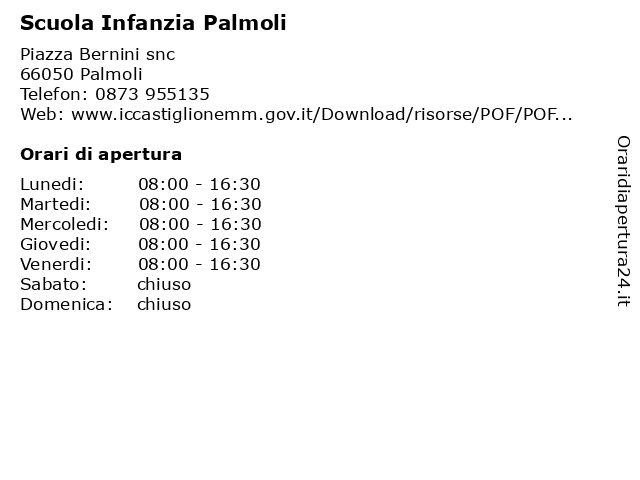 Scuola Infanzia Palmoli a Palmoli: indirizzo e orari di apertura