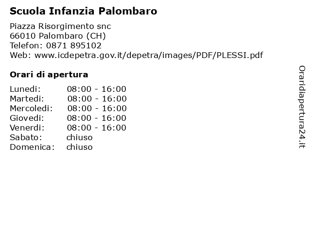 Scuola Infanzia Palombaro a Palombaro (CH): indirizzo e orari di apertura