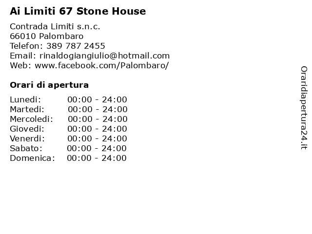 Ai Limiti 67 Stone House a Palombaro: indirizzo e orari di apertura