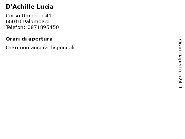 D'Achille Lucia a Palombaro: indirizzo e orari di apertura