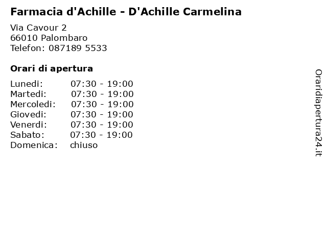 Farmacia d'Achille - D'Achille Carmelina a Palombaro: indirizzo e orari di apertura