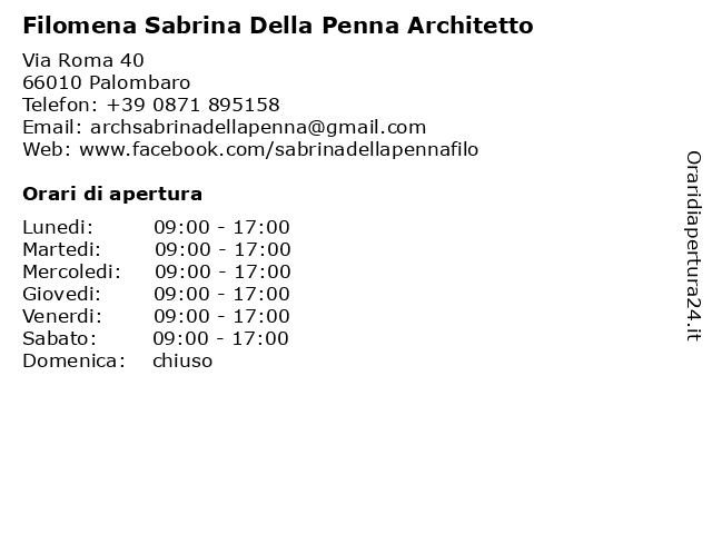 Filomena Sabrina Della Penna Architetto a Palombaro: indirizzo e orari di apertura