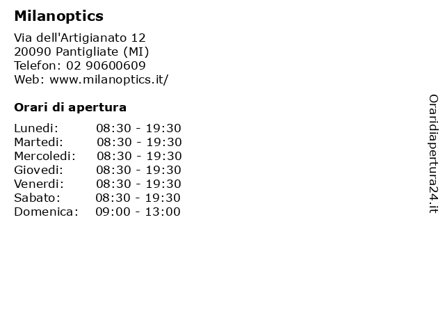Milanoptics a Pantigliate (MI): indirizzo e orari di apertura