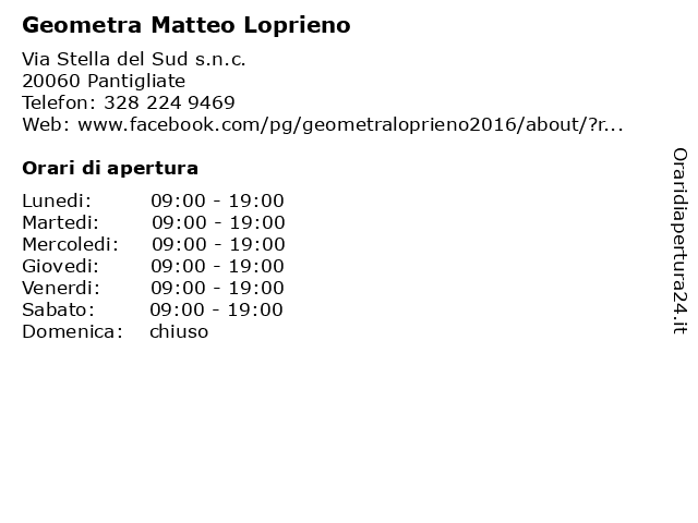 Geometra Matteo Loprieno a Pantigliate: indirizzo e orari di apertura