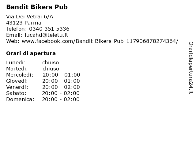 Bandit Bikers Pub a Parma: indirizzo e orari di apertura