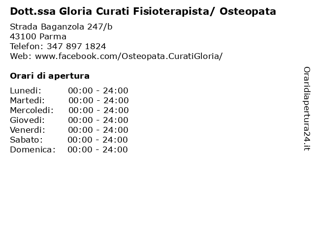 Dott.ssa Gloria Curati Fisioterapista/ Osteopata a Parma: indirizzo e orari di apertura