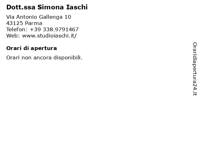 Dott.ssa Simona Iaschi a Parma: indirizzo e orari di apertura