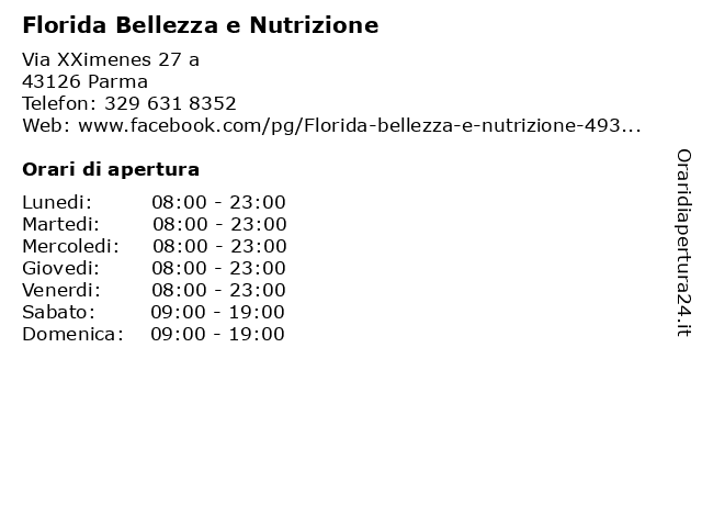 Florida Bellezza e Nutrizione a Parma: indirizzo e orari di apertura