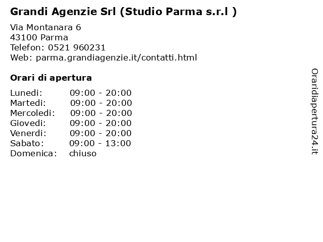 Grandi Agenzie Srl (Studio Parma s.r.l ) a Parma: indirizzo e orari di apertura