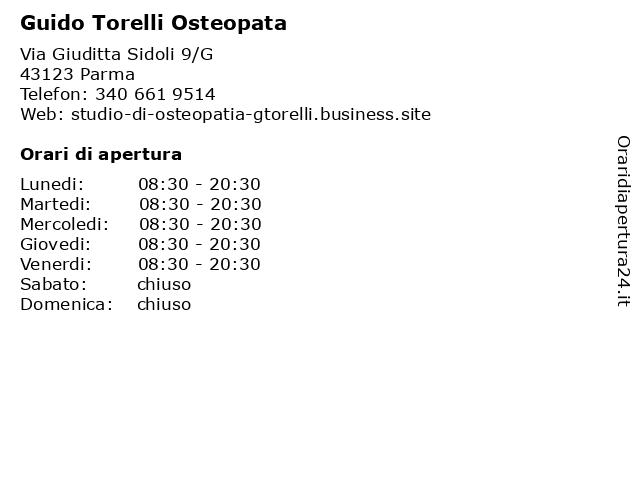 Guido Torelli Osteopata a Parma: indirizzo e orari di apertura