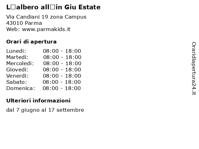 L’albero all’in Giu Estate a Parma: indirizzo e orari di apertura