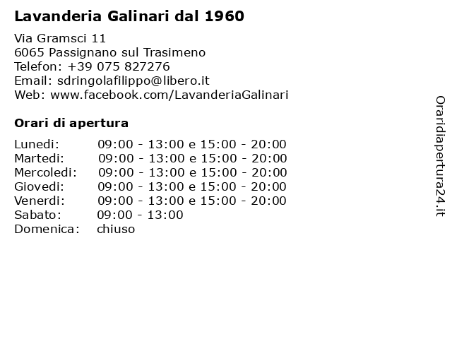 Lavanderia Galinari dal 1960 a Passignano sul Trasimeno: indirizzo e orari di apertura