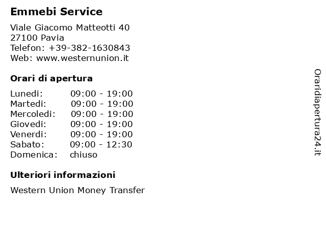 Emmebi Service a Pavia: indirizzo e orari di apertura