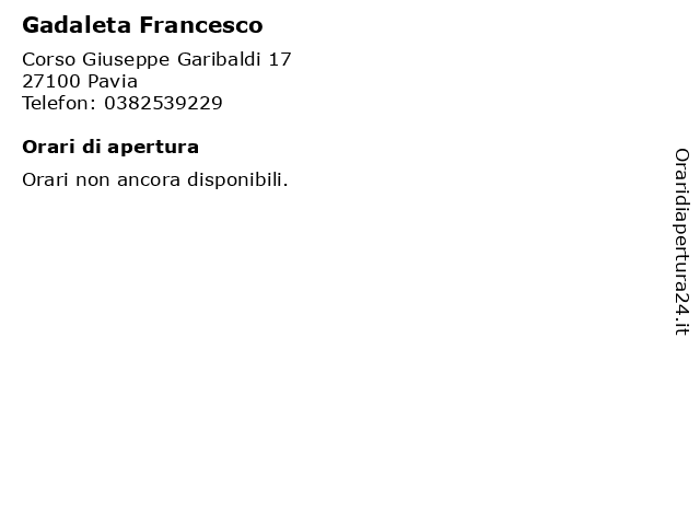Gadaleta Francesco a Pavia: indirizzo e orari di apertura